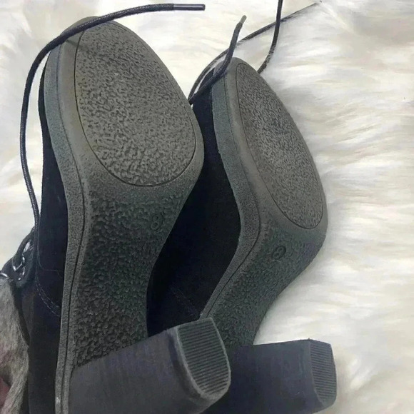 Bjorndal Falan Womens Size 8 Black Suede Heels Boots With Faux Fur Accent 124355 - Picture 6 of 6